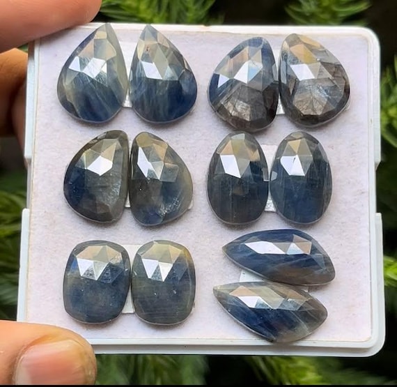 天然ブルーサファイア フラットバック ローズカット スライス 天然ブルーサファイア フラットバック ローズカット スライス
