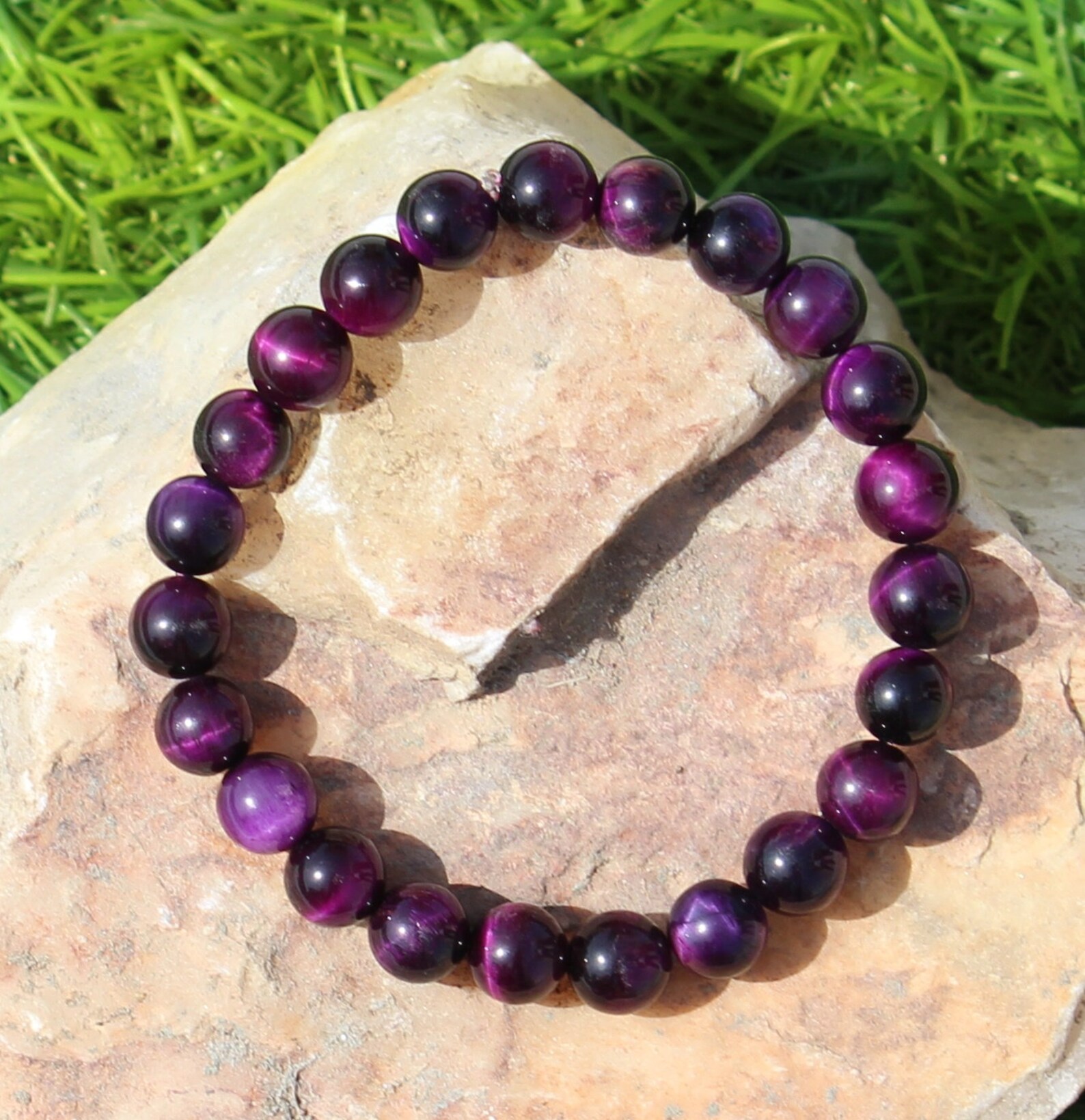 Purple Tiger Eye Gemstone Chakra Bead Bracelet Gift for Men - Etsy
