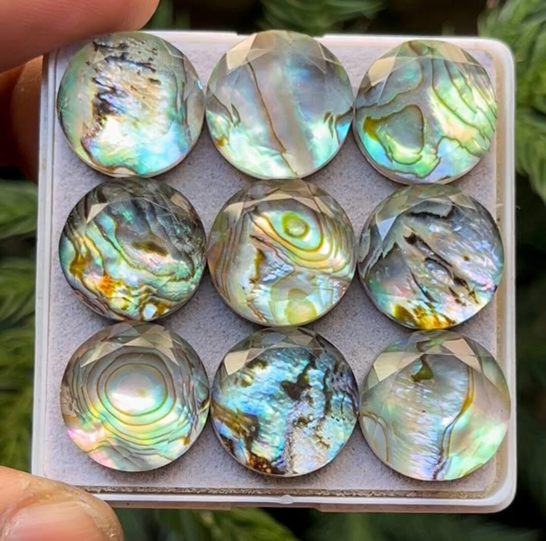 Natural Abalone Shell With Himalayan Clear Quartz Doublet Flat Back ...