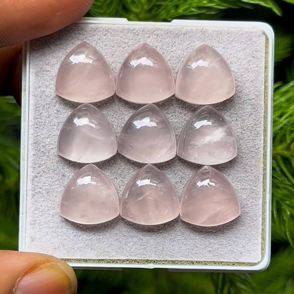 Rose Quartz Cabochons: Trillion Gemstone, 12x12 mm, 9 Piece Lot