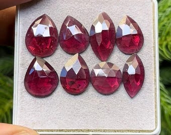 Natural Rhodolite Garnet Flat Back Rose Cut Slice mix Shape, Size- 11 to 18 mm , 8 Piece lot ,