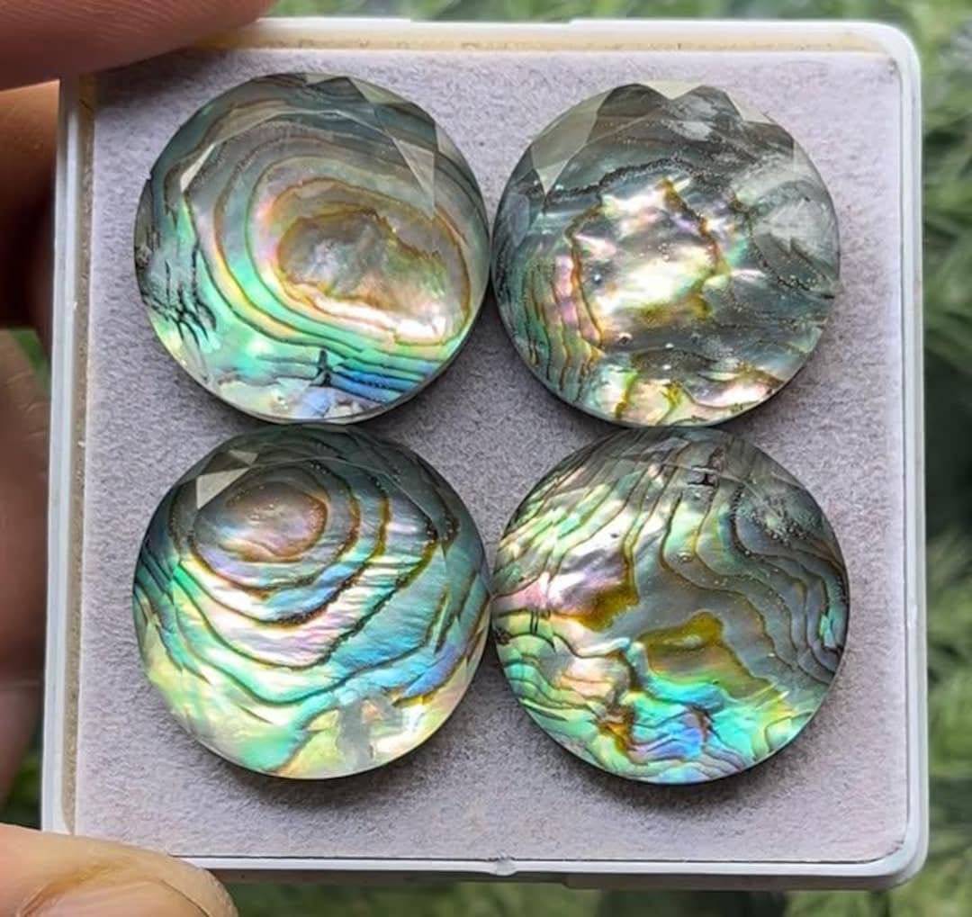 Natural Abalone Shell With Himalayan Clear Quartz Doublet Flat Back Cut ...