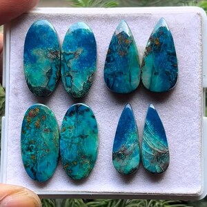 Natural Shattuckite Cabochons: Flat Back Gemstone Pairs (21-24 mm, 4 Pairs)