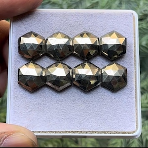 Natürliche Pyrit flache Rückseite Rose geschnitten Scheibe Hexagon Form, Größe - 10 x 10 mm, 8 Stück viel