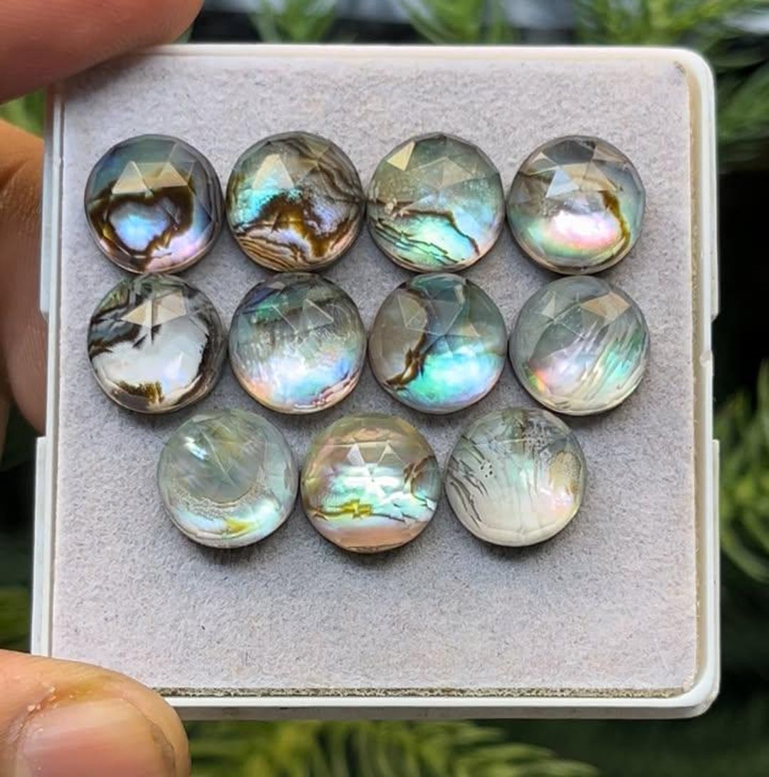 Natural Abalone Shell With Himalayan Clear Quartz Doublet Flat Back ...