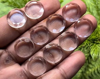 Natural Clear Quartz (Crystal) Flat Back Cut Slice Round Shape, Size- 15x15 mm , 10 Piece lot