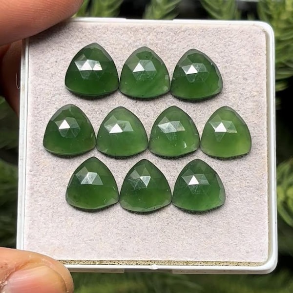 Natural Serpentine Flat Back rose Cut Slice trillion Shape, Size- 10x10 mm , 10 Pieces lot