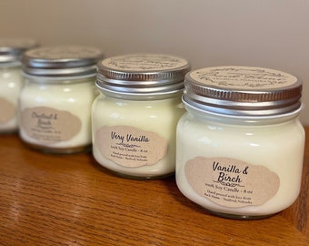 Soy Wax Candles, All Season - Choose Your Scent, 4 oz., 8 oz., 16 oz., Hand Poured, Mason Jar Candle