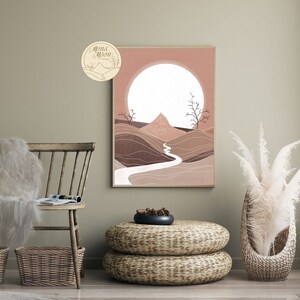 Terracotta Sun and Moon Wall Art, Print Set of 2, Bohemian Wall Art ...