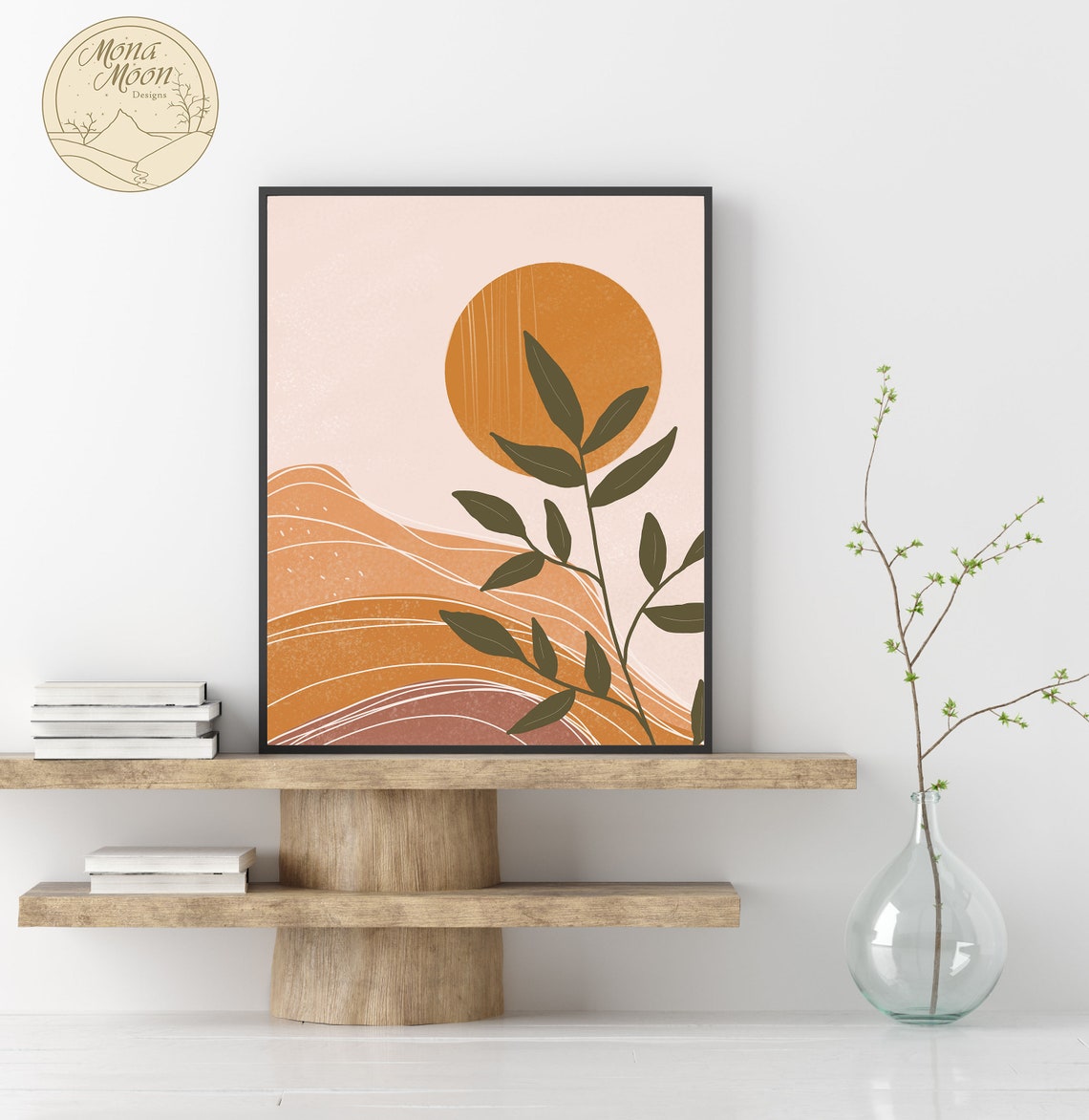 Bohemian Sun Wall Art, Mid Century Modern Print, Abstract Decor ...