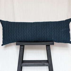 Raat- Block Print Deep Blue Gorgeous modern Lumbar Pillow Cover -Indigo - Hand Printed