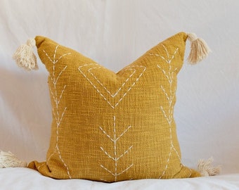 yellow boho pillow