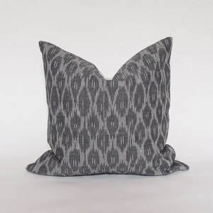 Zoya- Ikat Hand Woven Gray and Creamy White Woven Pattern Cushion Cover