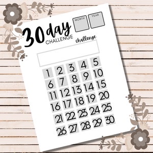 30 day challenge, goal tracker, habit tracker, goal template, printable 30 day tracker, printable planner, fillable PDF, minimalist