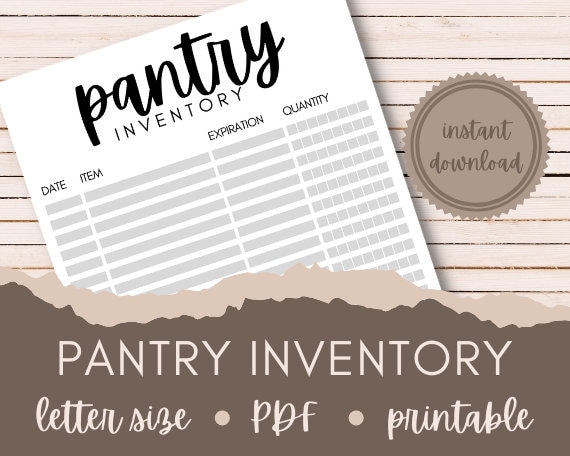 Printable Pantry Inventory Sheet, Pantry Tracking, Pantry Log, Kitchen Inventory, Food Tracking, Digital Download, Instant Download PDF