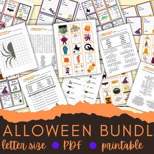 Halloween Game Bundle, Halloween Kids Games, Halloween Classroom Activities, Halloween Printable, Instant Download PDF, Digital Download