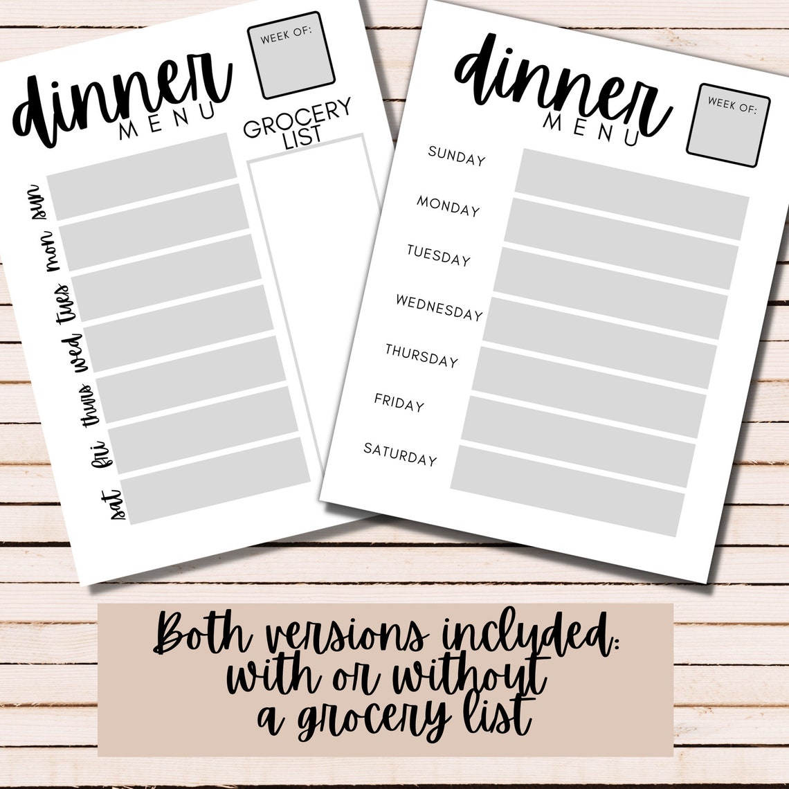 Printable Weekly Dinner Menu Meal Plan Menu Plan Printable - Etsy