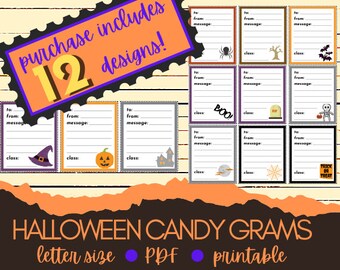 Halloween Candy Grams, Boo Grams, School Fundraiser, PTO, PTA, Instant Download PDF, Digital Download, Printable, Classroom Halloween