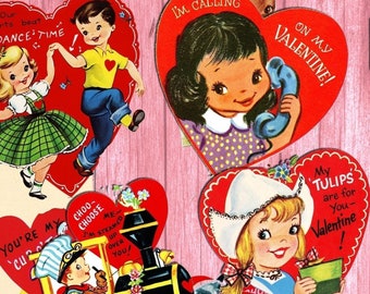 17 Real vintage valentines, printable, valentines, cards, valentine, day, card, gifts, for her, digital, download, pack, DIY, gift, for him
