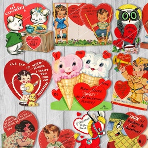 Vintage Valentines retro druckbare Karten | Valentinstag Karte | Valentinstag digitaler Download Handwerk Bündel | Geschenke für sie Geschenk ihn Galentines