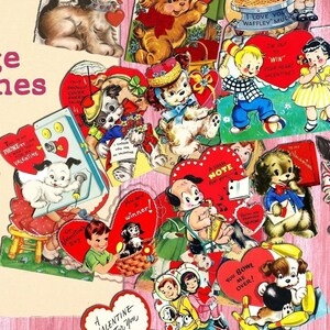 20 Real vintage valentines, printable, vintage, valentines, valentine, day, cards, digital, download, card, retro, gift, for, her, him  diy