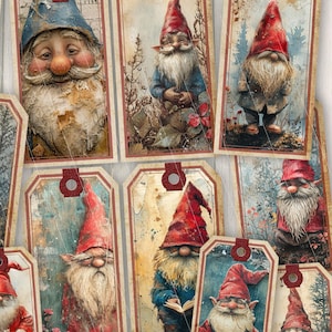 Efímeras de gnomos de jardín / Kit de diario basura imprimible / Etiquetas de gnomo Bosque de naturaleza caprichosa / Descarga digital JPG / Etiqueta de regalo Regalos para él y ella