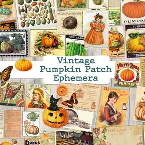 vintage autumn ephemera, pack, vintage, thanksgiving, ephemera, printable, autumn, pumpkins, fall, pumpkin, digital, junk journal, kit, 40pc