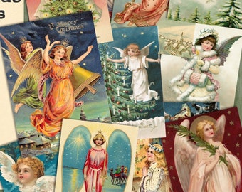 24pc Angel cards, victorian, christmas, angels, printable, vintage, ephemera, pack, angel, cards, holiday, card, JPG, planner, embellishment