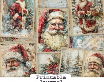 Vintage Santa Claus Junk Journal Kit Printable Christmas Scrapbooking Pages Papers scrapbook paper ephemera page digital download merry page