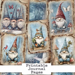 Gnomes Junk Journal Kit Digital Download Gnome Printable Papers Pages Woodland Nature forest Craft Supplies Elf Scrapbooking Paper Page