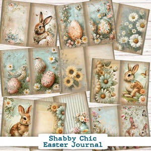 Cottage Easter Papers Pages Printable vintage Junk Journal Kit Spring Scrapbook Page Paper shabby chic digital download cottage bunny egg