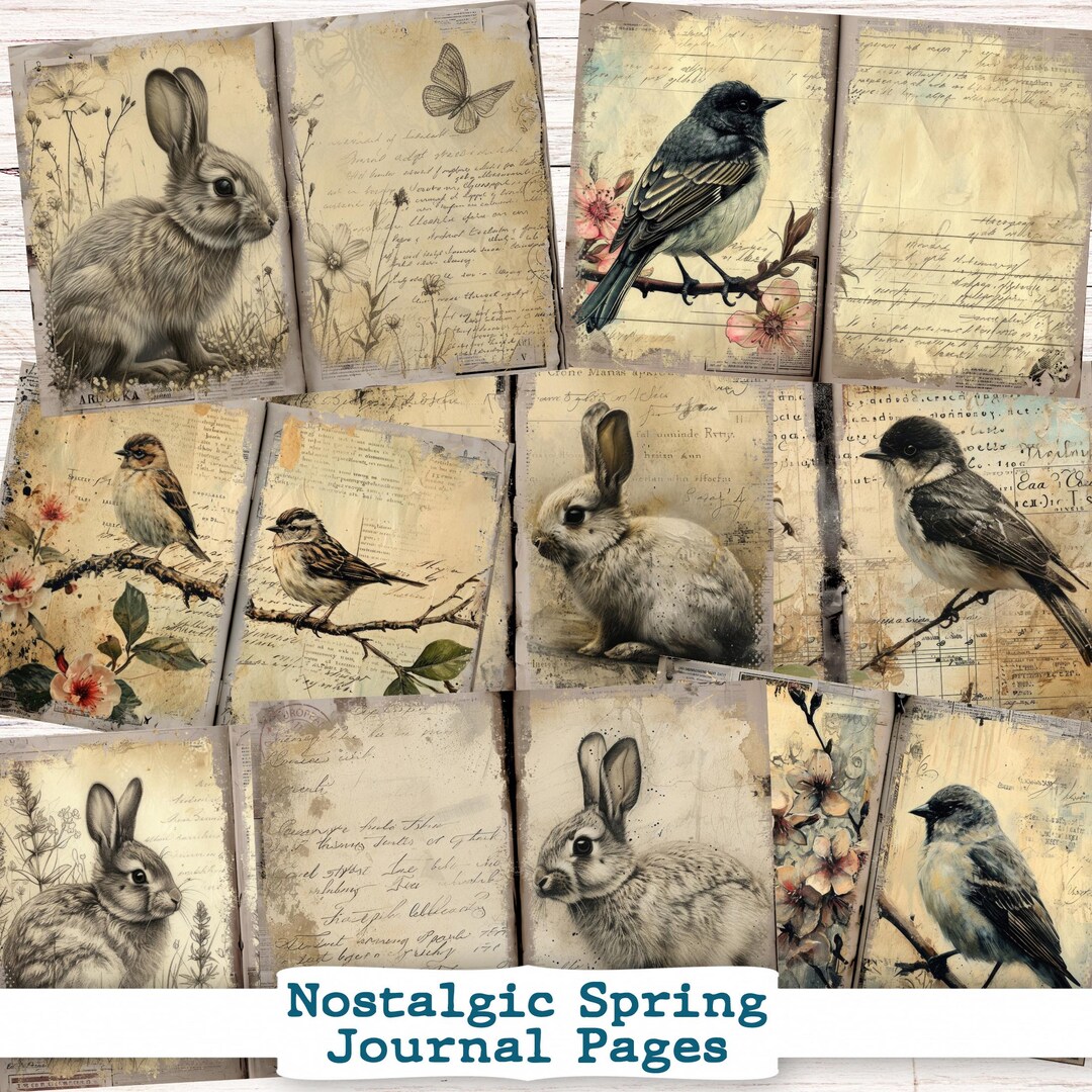 Spring Papers Junk Journal Kit Digital Download Scrapbook Pages Easter ...