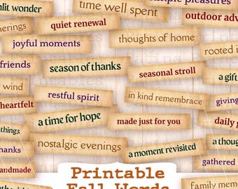 Gratitude paper labels digital download Junk Journal Kit Word Phrases Sayings  printable positivity scrapbook