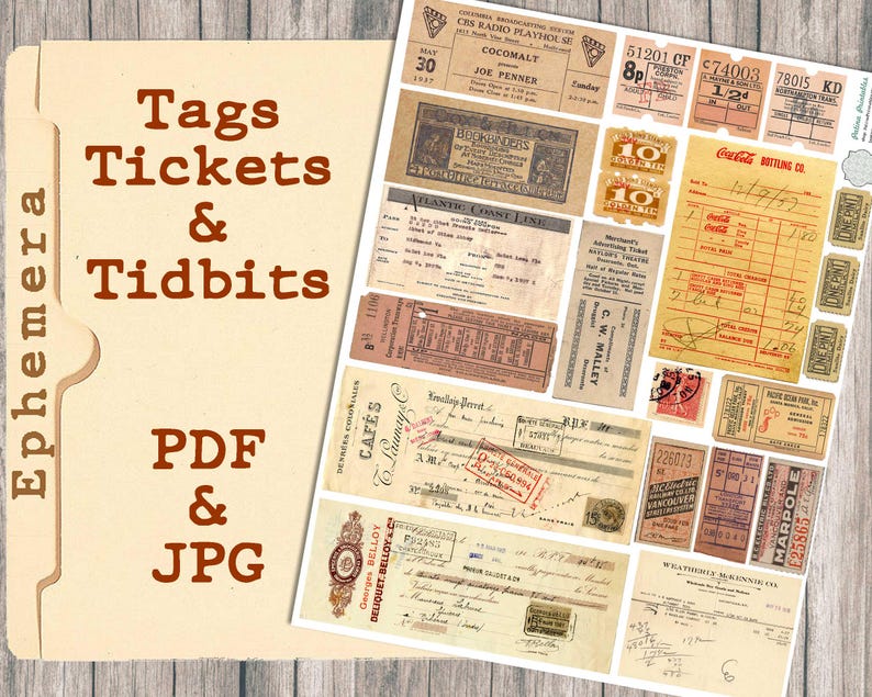 Vintage Neutral Ephemera Junk Journal Kit Digital Download Paper ...