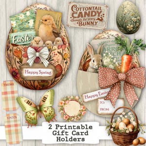 Printable Gift Card Envelope | Photo Holder Ephemera Folio | Vintage Junk journal kit | digital download gifts her him Easter Loaded Pockets