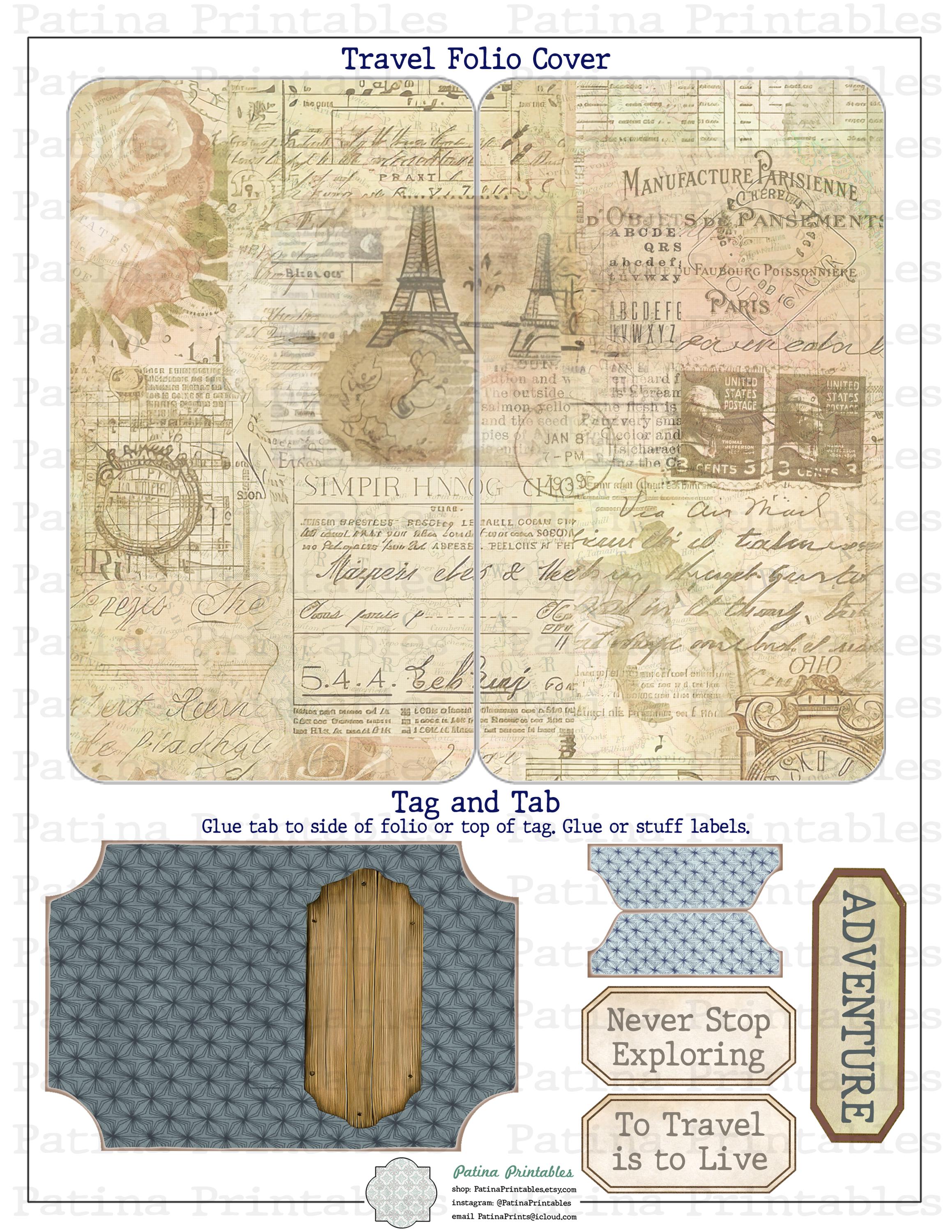 Vintage Travel Folio Digital Download Junk Journal Kit Vintage Ephemera ...