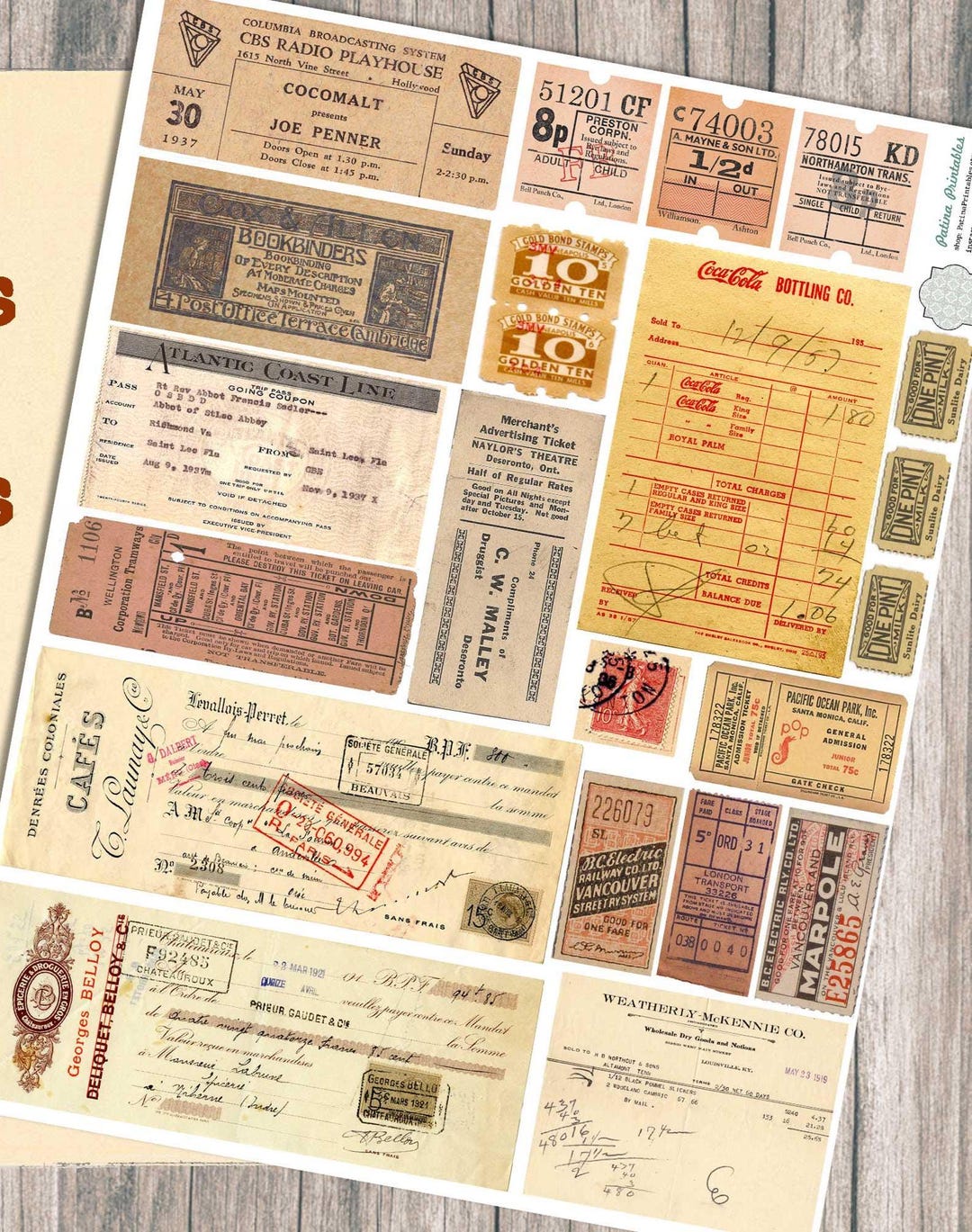 Vintage Neutral Ephemera Junk Journal Kit Digital Download Paper ...