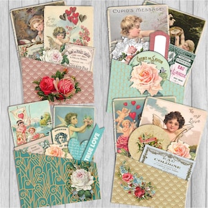 Pochettes chargées shabby chic | Kit de journal indésirable imprimable | pochette éphémère vintage | Téléchargement numérique | Cadeau pour la fête des Mères Cadeaux artisanaux