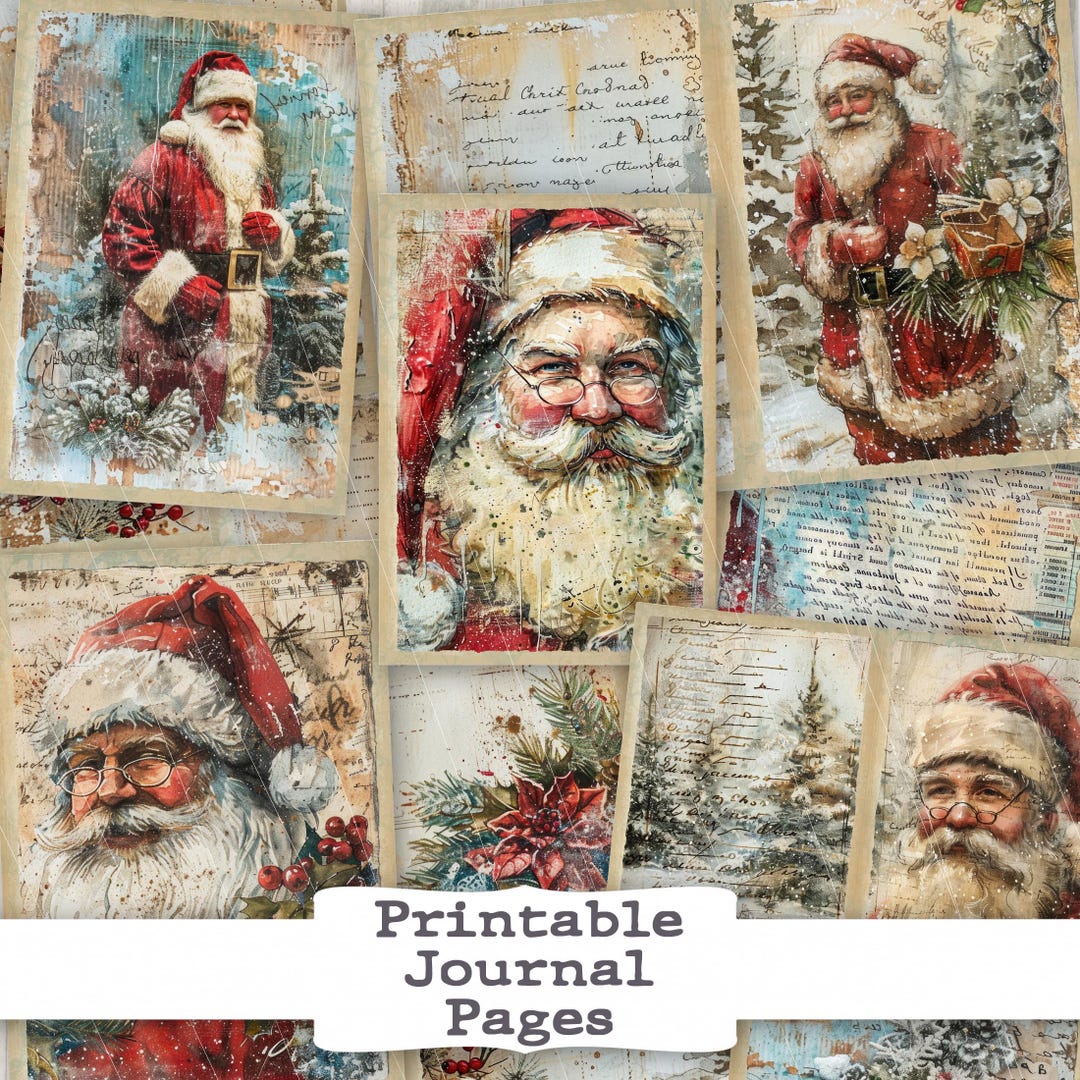 Vintage Santa Claus Junk Journal Kit Printable Christmas Scrapbooking ...