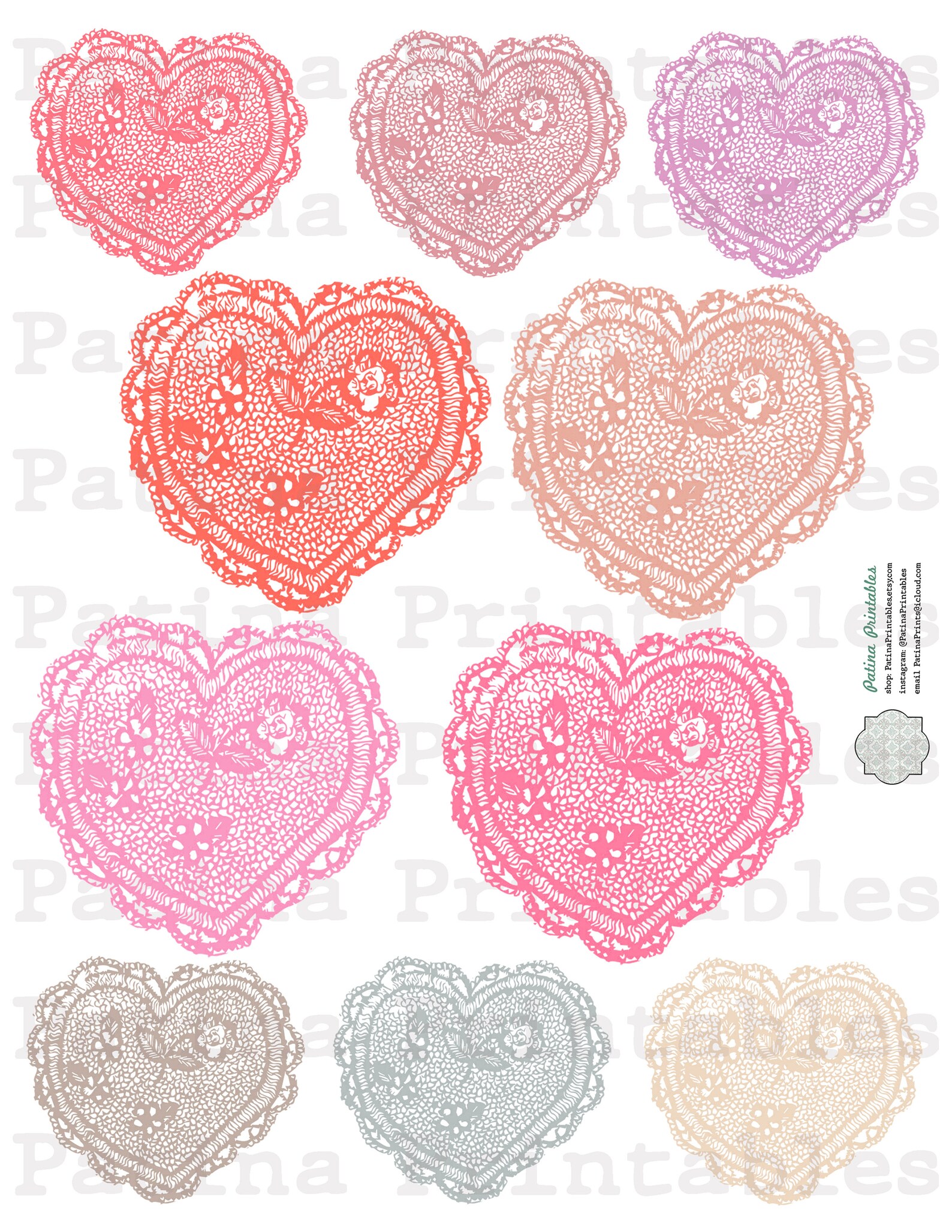 Digital Printable Doilies Vintage Lace Embellishments Doily Digital ...
