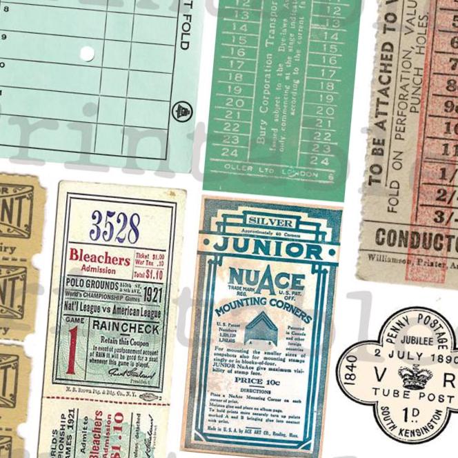 Vintage Junk Journal Kit Ephemera Pack Digital Download Paper Tickets ...