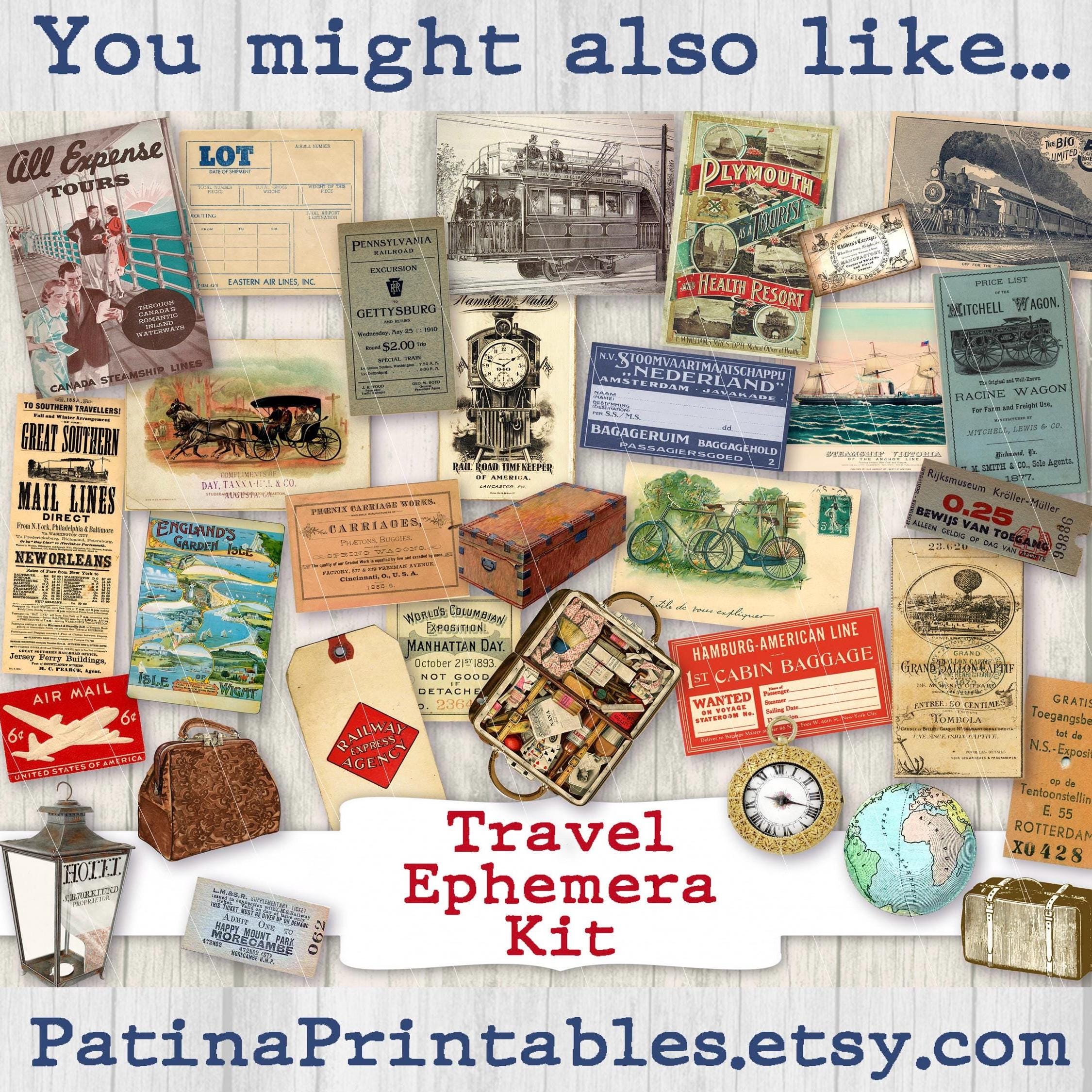 Vintage Travel Folio Digital Download Junk Journal Kit Vintage Ephemera ...