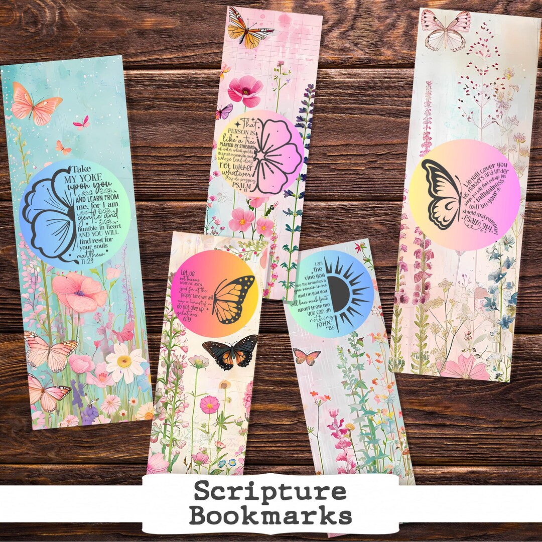 Bible Verse Bookmarks Printable Floral Bookmark DIY Scripture Page ...