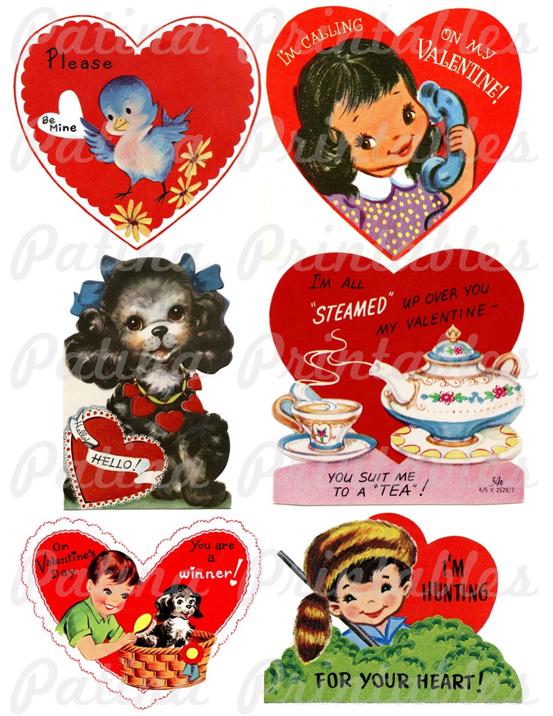 Vintage Valentines Cards Printable Valentine Card - Etsy