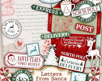 Letters From Santa Christmas Eve digital kit North Pole Express Mail envelope paper craft activity download