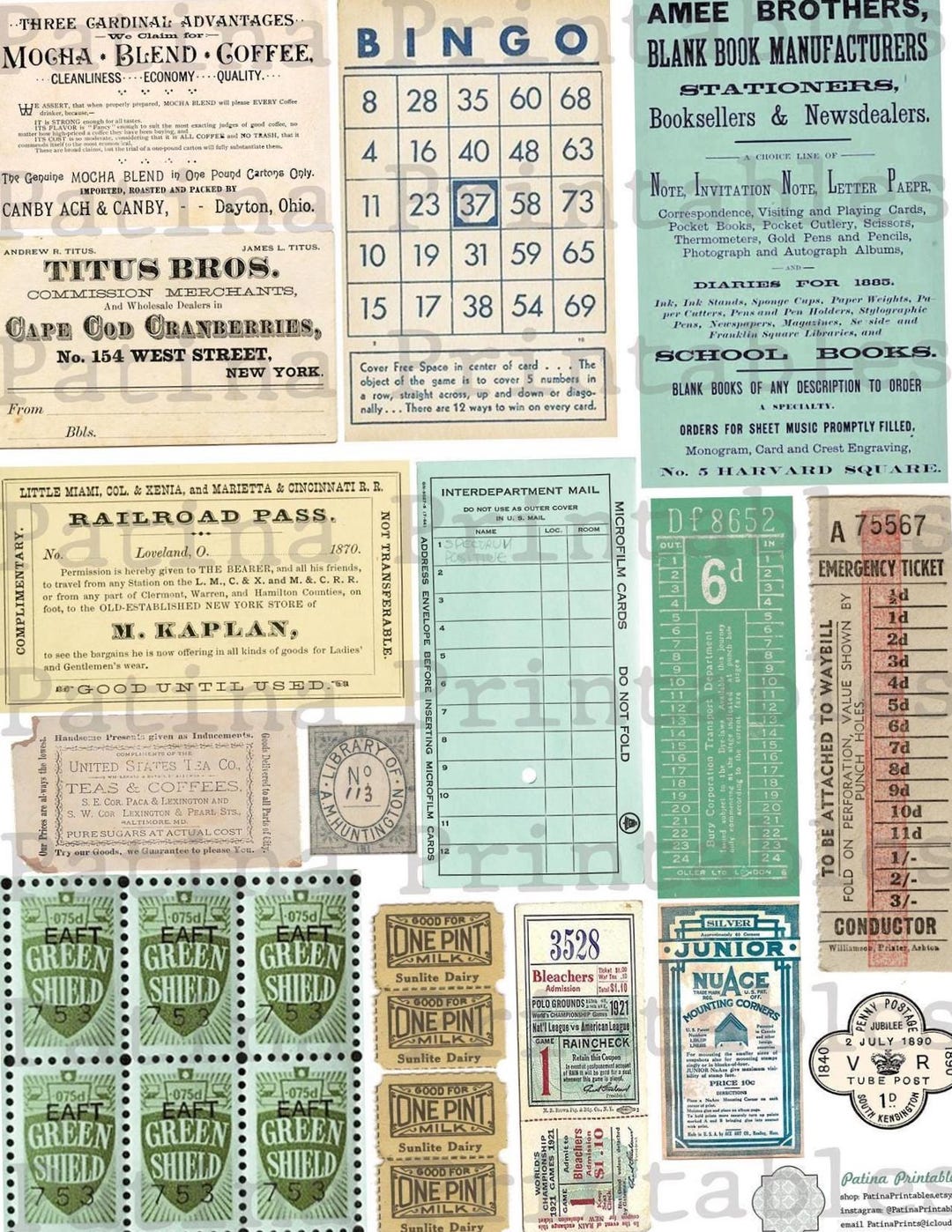 Vintage Junk Journal Kit Ephemera Pack Digital Download Paper Tickets ...