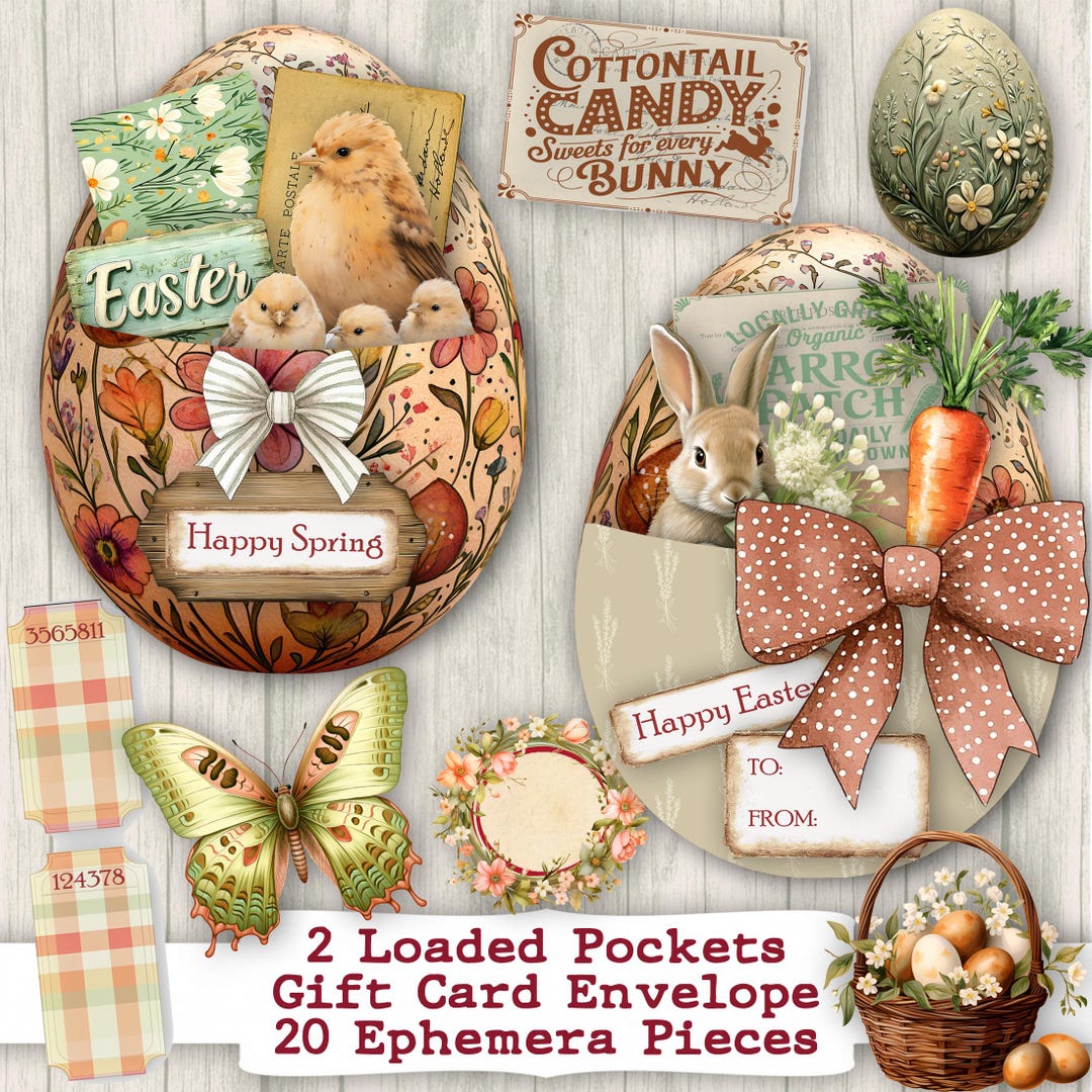 Easter Egg Paper Craft Kit Digital Download Gift Card Folio Printable ...