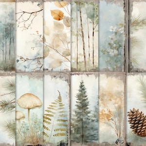 Trousse imprimable de journal indésirable Peaceful Forest | Téléchargement numérique nature | Pages Woodland Papers | Fournitures créatives éphémères | Album botanique