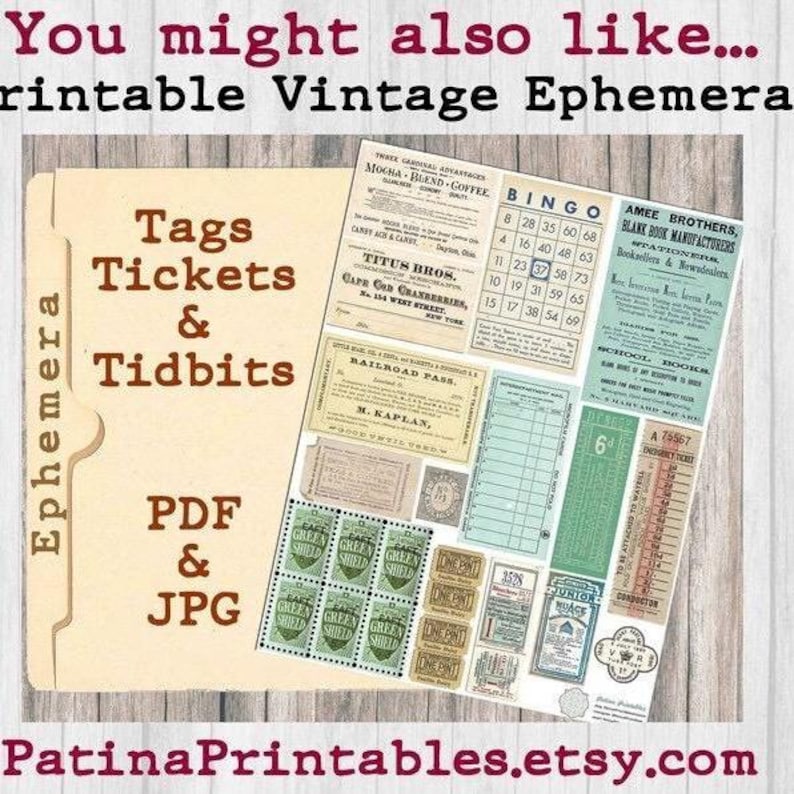 Ephemera Folio Junk Journal Kit Vintage Travel Digital Download Paper ...