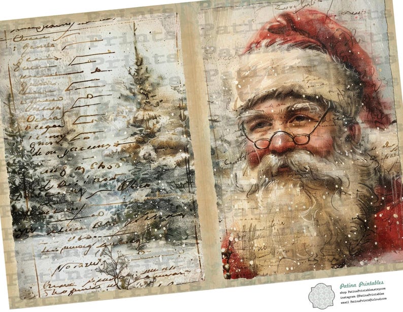 Vintage Santa Claus Junk Journal Kit Printable Christmas Scrapbooking ...